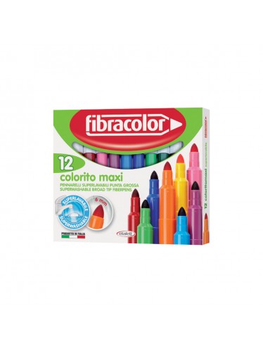 Μαρκαδόροι Coloritomaxi Fibracolor Χοντροί Σετ 12 Χρωμάτων